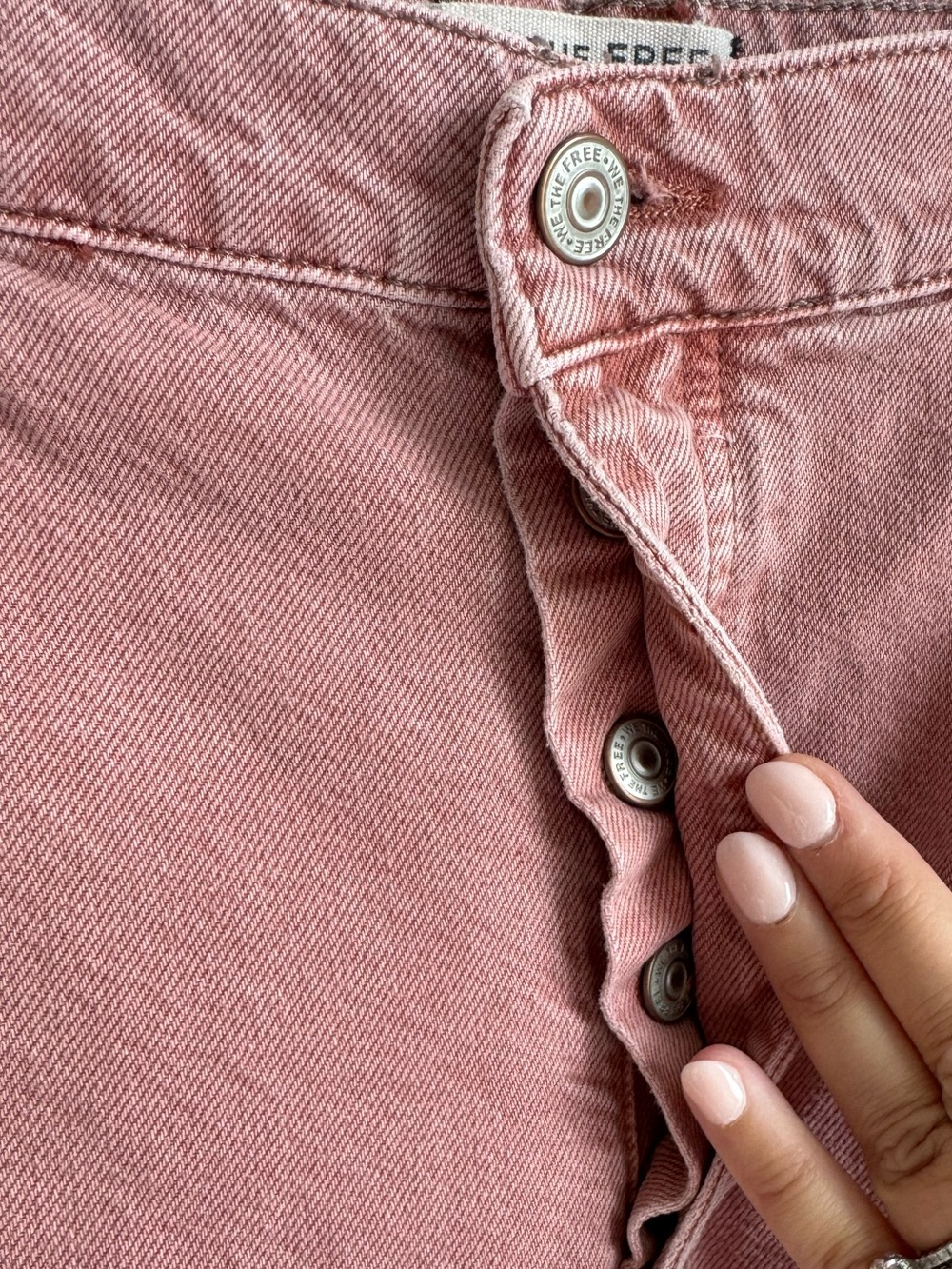 We The Free Good Luck Mid Rise Barrel Jeans Sunsetter pink size 32 or 14 cropped - Picture 9 of 14